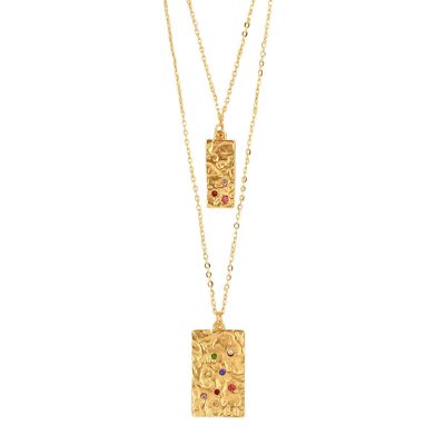 gargantilla doble con placas rectangulares
